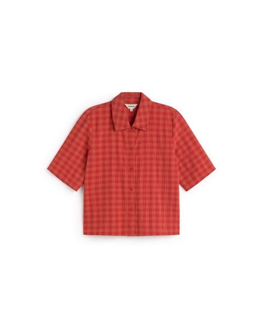 Thinking Mu Red Seersucker Blouse Ane