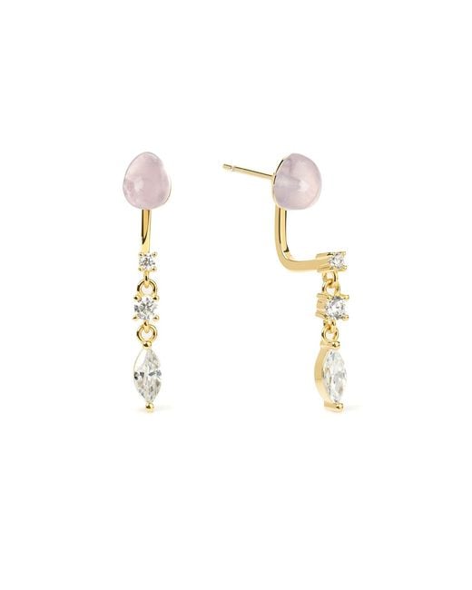 Freqnc Atelier Metallic Serpent Earrings Rose Quartz Ear Jackets