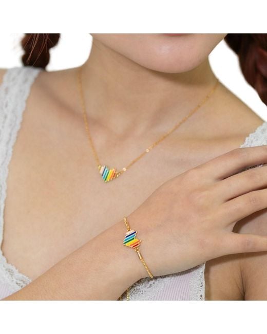 Rejected Hearts Club Metallic Prideful Heart Charm Filled Necklace With Magnetic Clasp