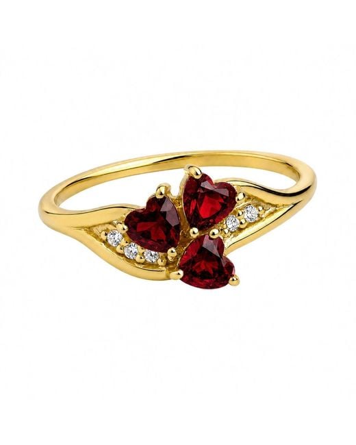 Belinda Jewelz Orange Garnet Triple Heart Cluster Birthstone Ring
