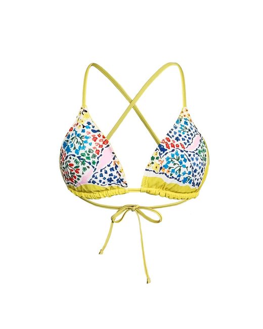Jessie Zhao New York Metallic Garden Reversible Triangle Bikini Top