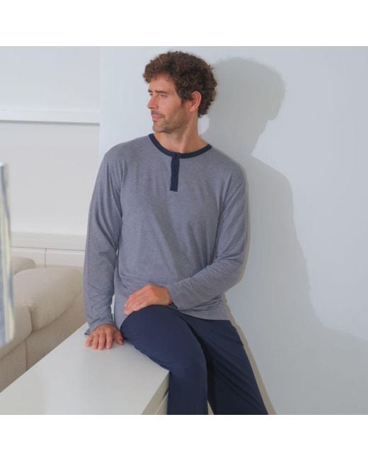 Zd - Zero Defects Blue Long Modal Pyjamas Italy for men