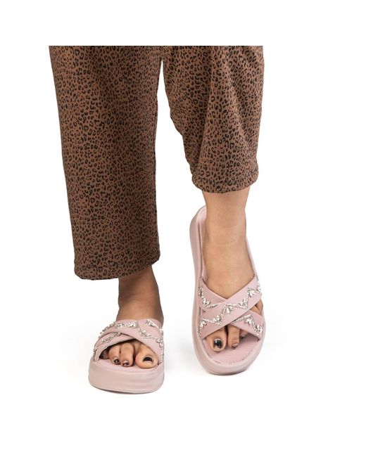 Rettrose Pink The Soraya Luxury Cross Over Embellished Slides