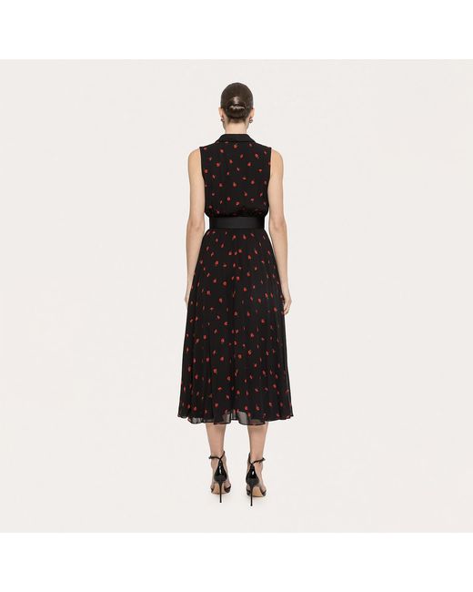 Nissa Black Belted Viscose A-Line Dress