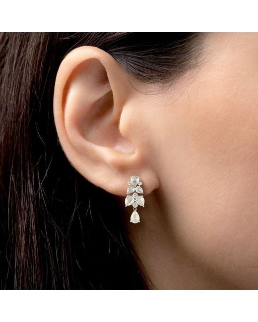 Artisan White Ice Diamond Floral Drop Earrings