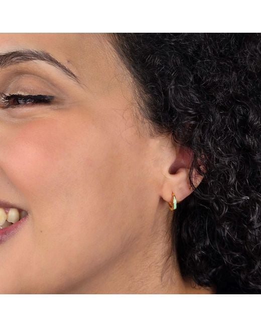 Harfi Yellow Minimalist Tapered Iiridescent Opal Plated Hoop Earrings