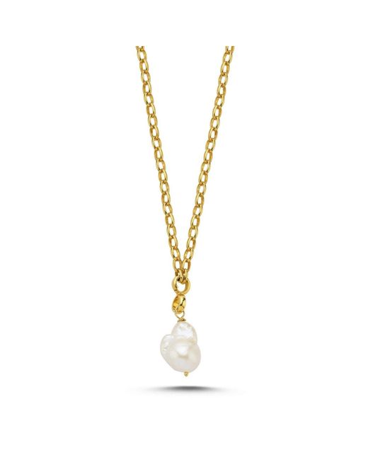 LINYA JEWELLERY Metallic Tapy Baroque Pearl Thick Chain Necklace