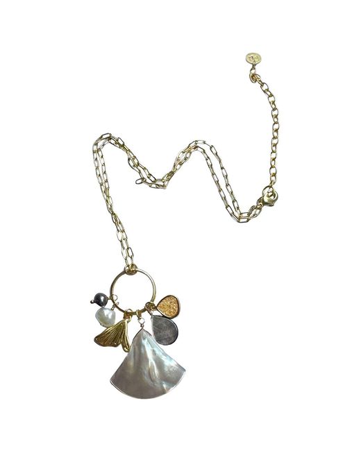 Rare Matters Jewelry Metallic Radiance Charm Necklace – Natural Shell & Mermaid Tail