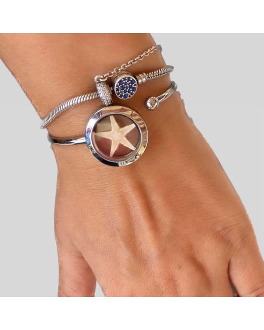 My Little Nature Blue Neutrals Cuff Bracelet With Natural Starfish – Coastal Jewelry