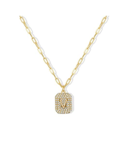 Argento Vivo Metallic The Pave Initial Dog Tag