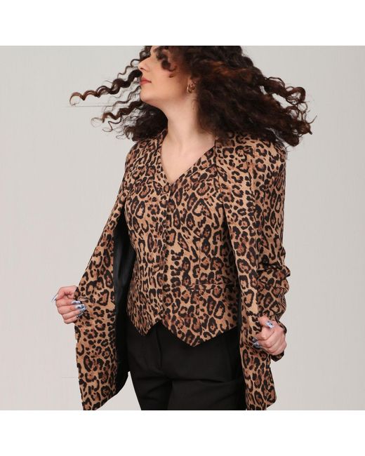 Nuvv Collection Brown Leopard Print Jacket & Vest Set – Bold Modern Style