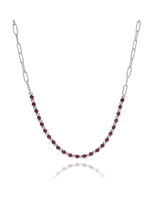 Nellou Jewellery Metallic Garnet Gem Shine Necklace Sterling