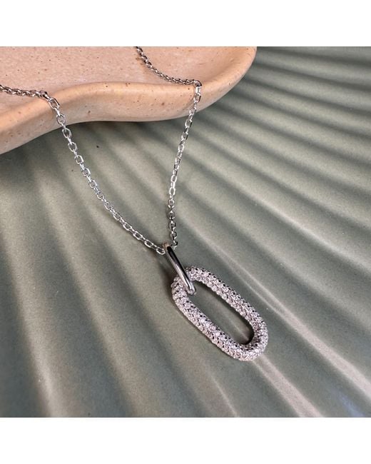 Clemence Wren Metallic Oval Gemstone Pendant Necklace