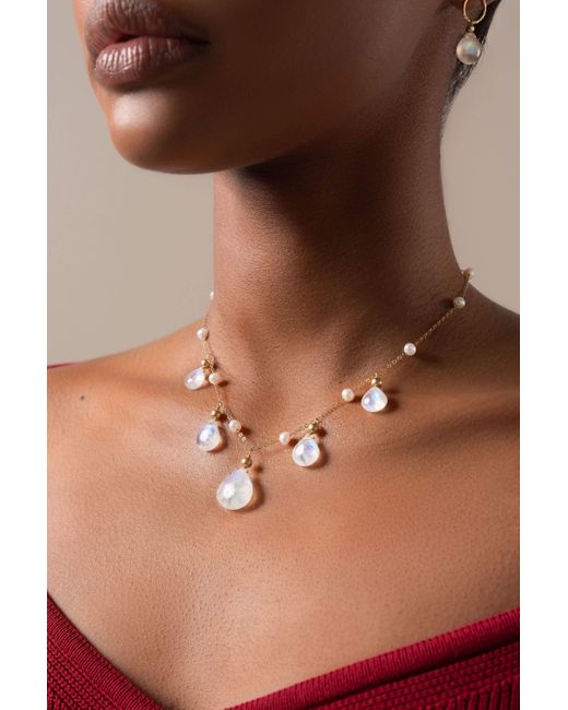 Katy Faye Metallic Neutrals Vida Moonstone Earrings