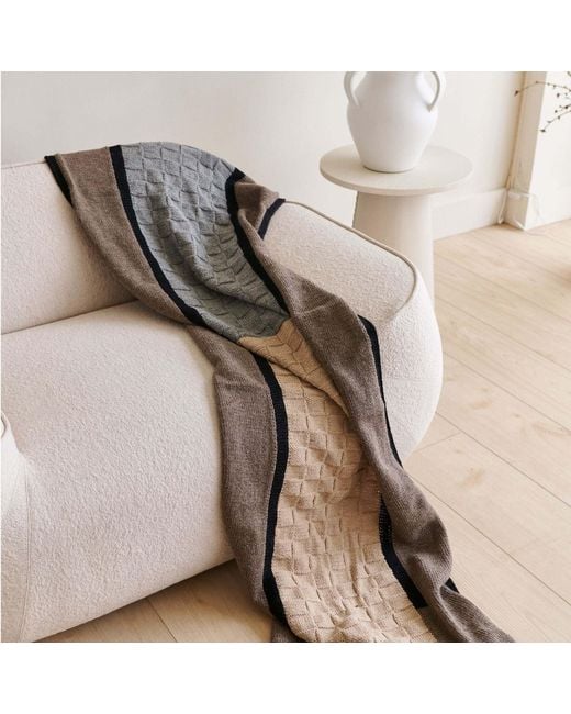 Variously Brown Plush Muhu Hand Knitted Alpaca Blanket Shawl