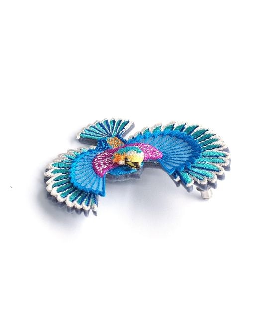 Nana Watanabe Blue Flying Bird Layered Embroidered Earrings