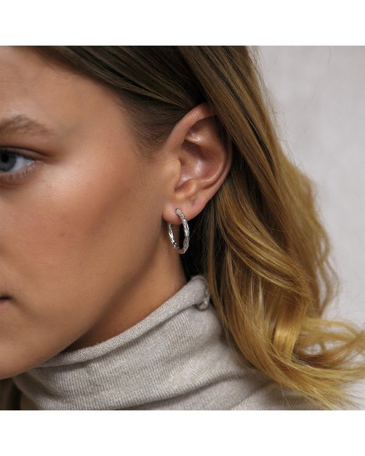 Janus Edinburgh Metallic Sterling Textured Macdui Hoop Earrings
