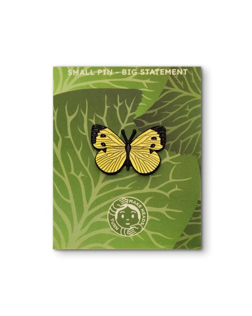 Make Heads Turn Yellow Enamel Pin Cabbage Butterfly