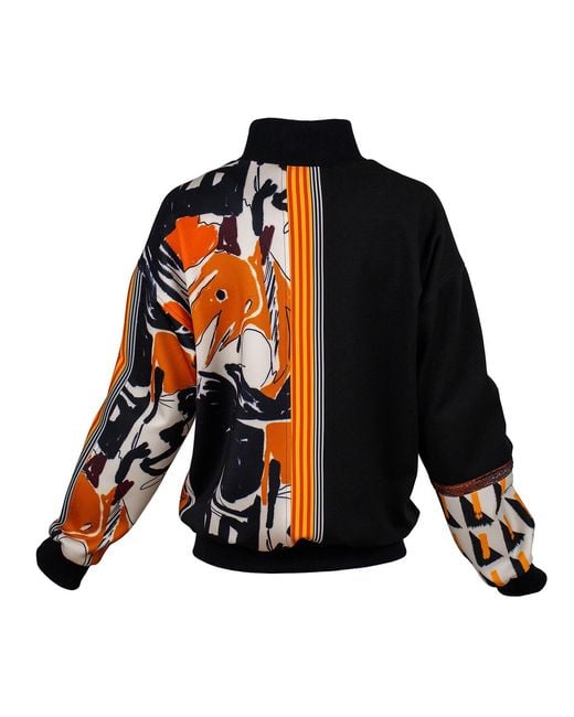 Lalipop Design Blue Patchwork Digital Print & Knitted Bomber Jacket