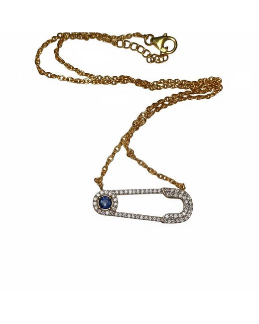 Figaru Fine Jewelry Metallic Safety Pin Necklace