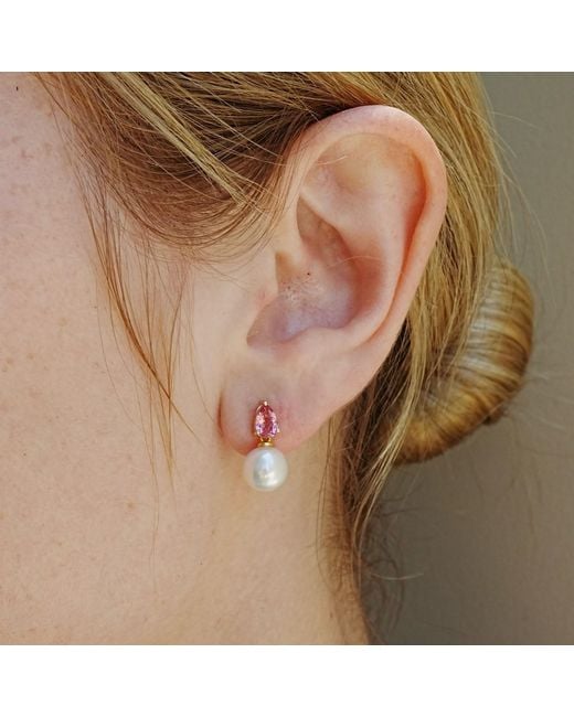 Kai Fine Jewelry Pink Solid Natural Tourmaline & Freshwater Pearl Venus Tears Convertible Earrings