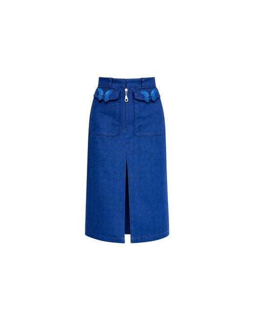 Maui X Lolita Blue Pearl Denim Pencil Skirt