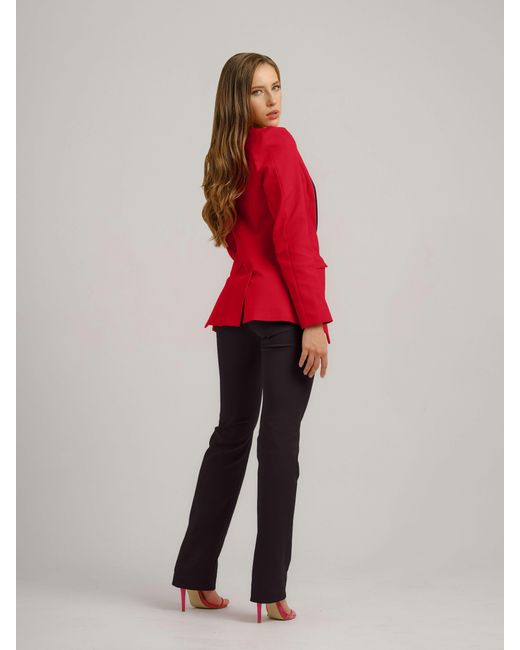 Tia Dorraine Illusion Classic Tailored Suit, Red & Black