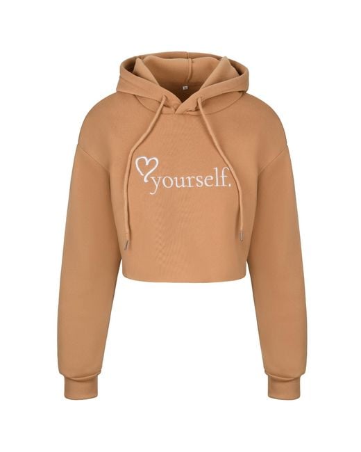 Rejected Hearts Club Natural Love Yourself Crop Hoodie Khaki