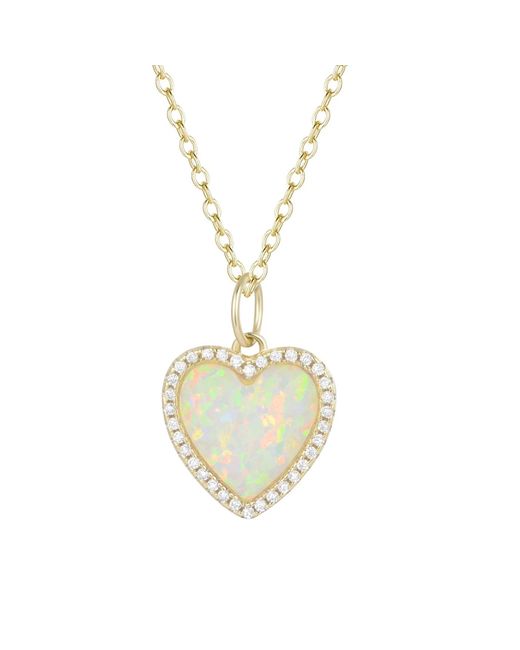 KAMARIA Blue Opal Heart Necklace With Crystals
