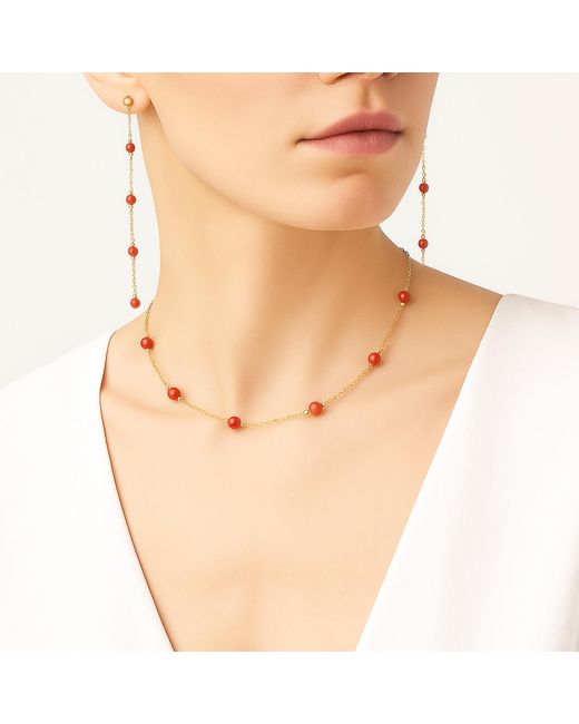 Unaloe White Vermeil Mediterranean Coral Drop Earrings – Natural Coral Bead Designer Jewelry