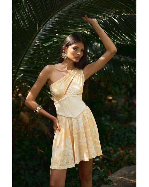 No'design Natural Fleur One-Shoulder Mini Dress