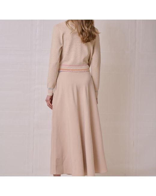 Roch Perel Natural Neutrals Coloured Trim Wrap Sweater