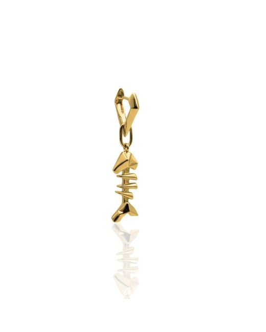 Frenvyrn Metallic Mars 18K Vermeil Reversible Fish Bone Huggie Earring Single for men