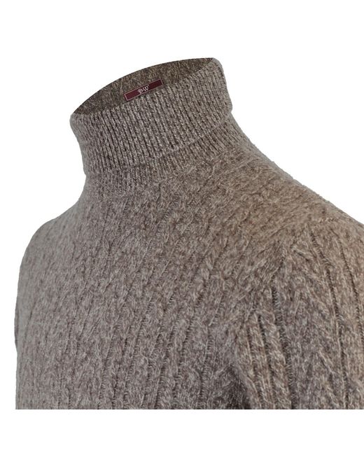 DAVID WEJ Gray Cable Knit Roll Neck Jumper for men