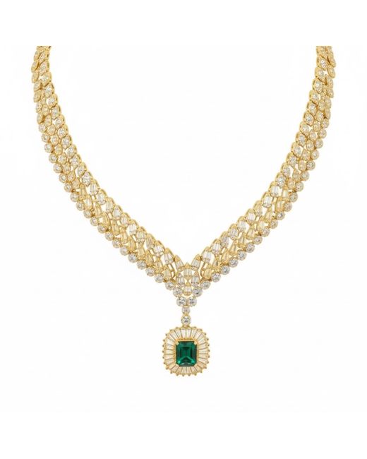 Latelita London Metallic Countess Statement Emerald Necklace