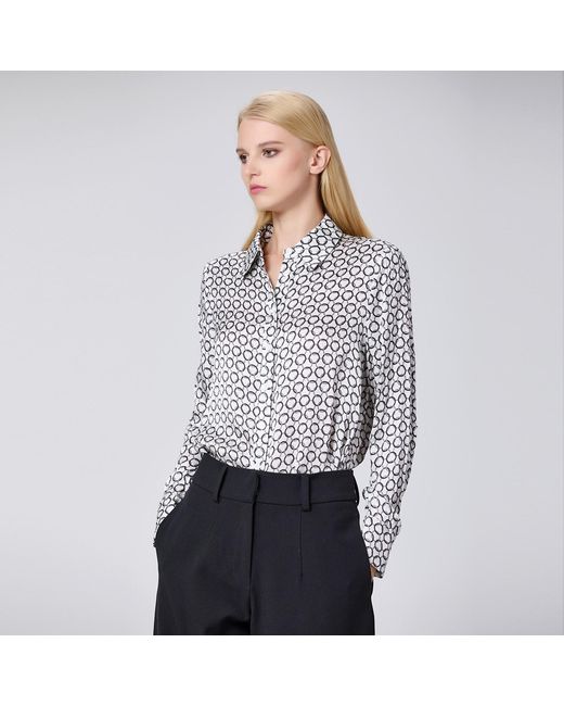 Smart and Joy Green Graphic Print Satin Long Sleeves Shirt