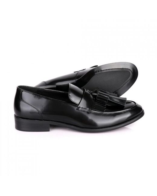 DAVID WEJ Black Bradford Patent Leather Loafers With Tassels – for men