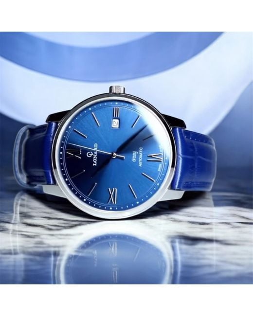 Lonard Watches Blue Dressy Soleil Sellita Sw Automatic Movement Swiss Exposed Case Back for men