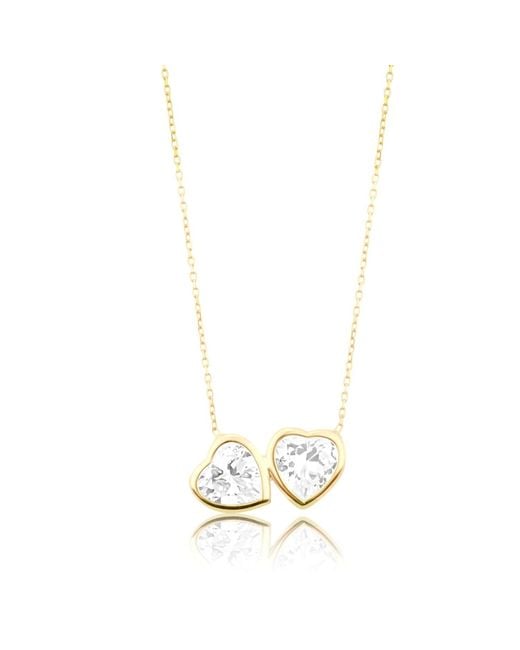 SHYMI Metallic Two Stone Bezel-Set Necklace