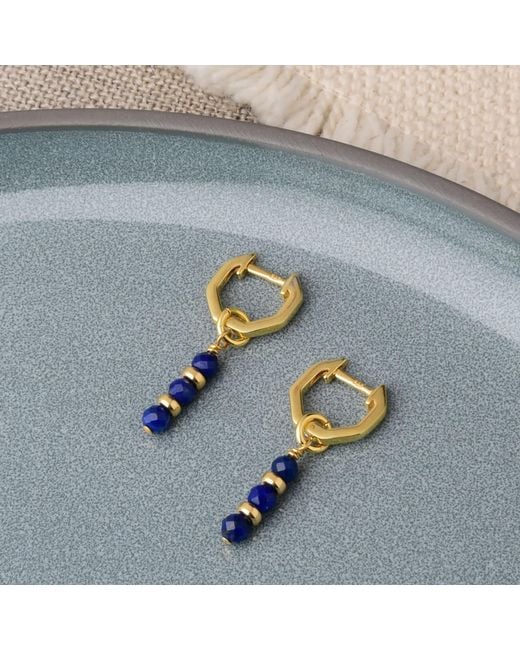 Nellou Jewellery Metallic Linear Huggie Birthstone Earrings September Plated Sterling