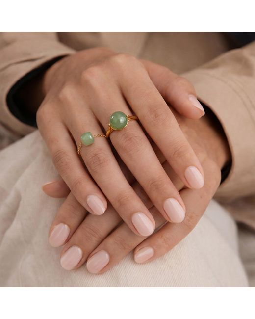 seree Multicolor Libra Skinny Gold Chain Jade Ring