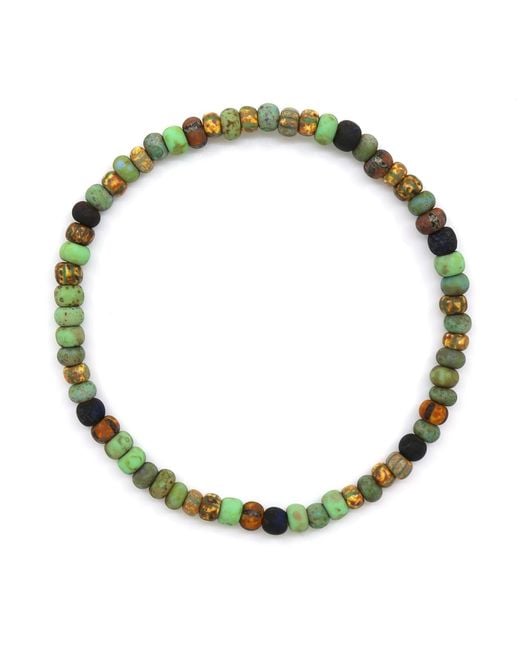 Shar Oke Green Striped & Czech Bracelet for men