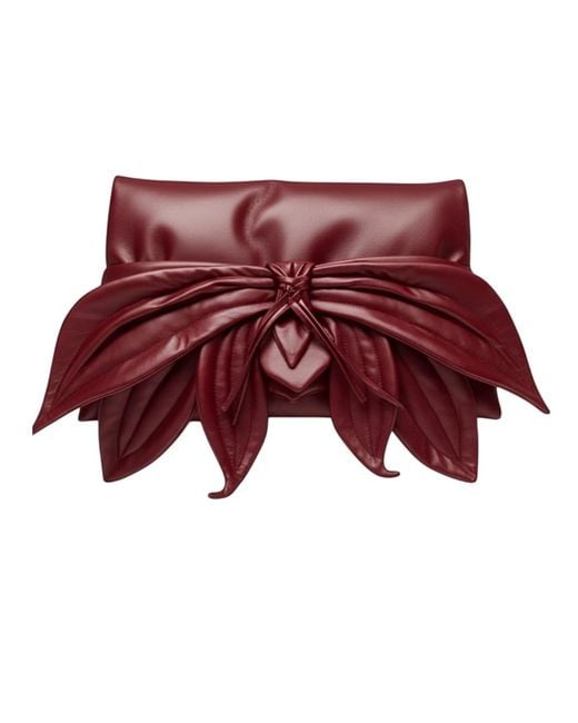 Julia Allert Red Petal Faux Leather Evening Clutch Bag