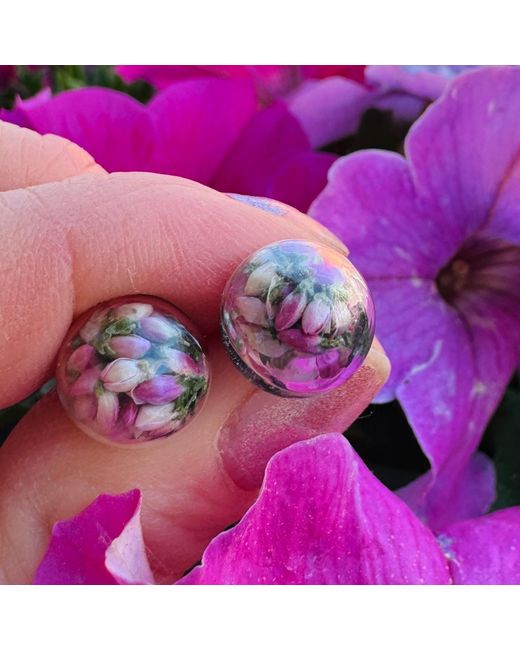 My Little Nature Purple Flower Earrings With Heather Blossoms