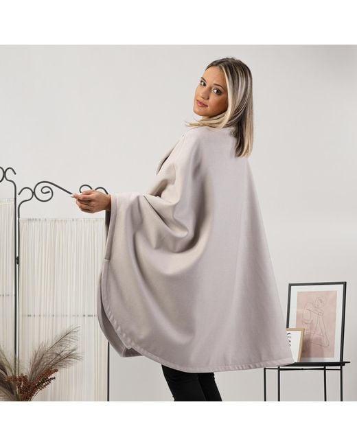 Nikka Place Gray Wool Poncho Cape Coat With Buttons