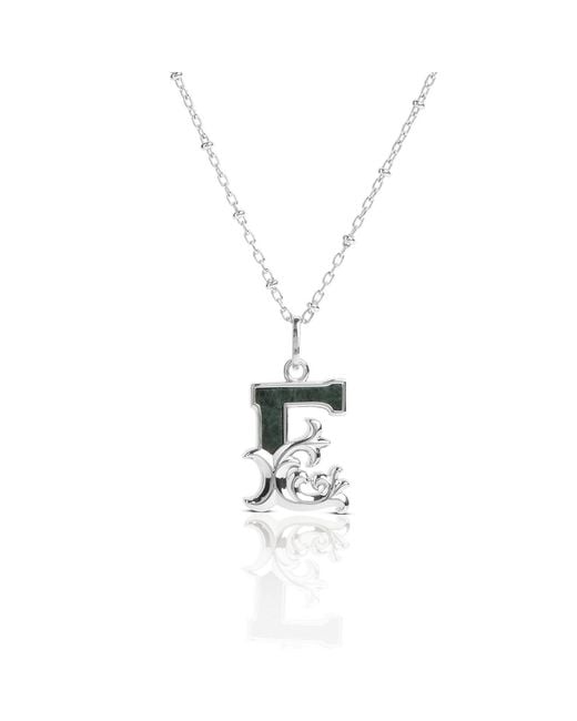 Kasun Metallic Solid E Initial Necklace With Marble