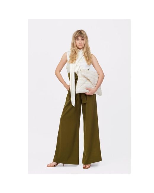 Julia Allert Green High Waist Long Wide Leg Trousers – Dark