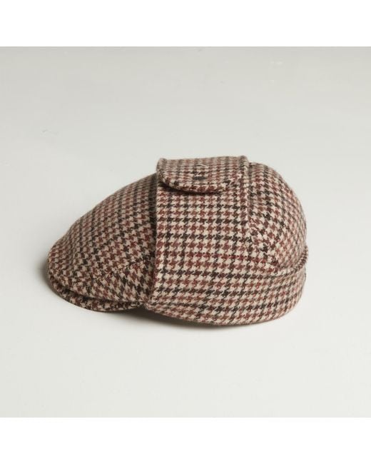 Dasmarca Hats Brown Logan Tweed Wool Checks Italian Cap With Earflaps Trapper for men