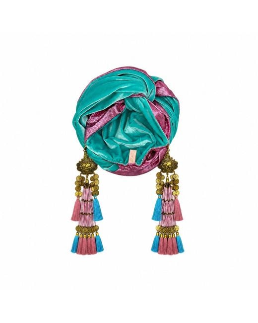 Julia Clancey Blue Snazzy Aqua Velour Reversible Dream Turban