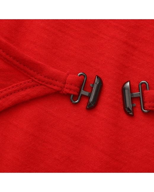 FRONT ROW SHOP Red Open-Back Wool Jersey Top
